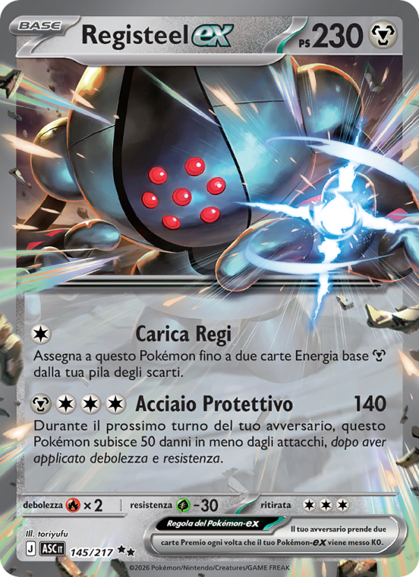 Registeel-ex 145/217 — Ascesa Eroica (Italian Pokémon TCG card)