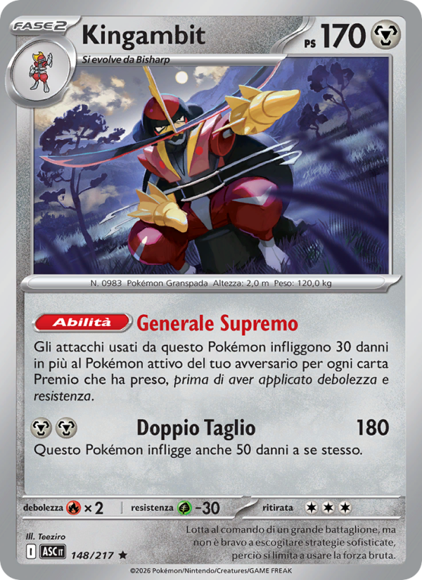 Kingambit 148/217 — Ascesa Eroica (Italian Pokémon TCG card)