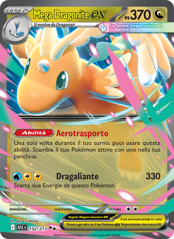 Mega Dragonite-ex 152/217 — Ascesa Eroica (Italian Pokémon TCG card)