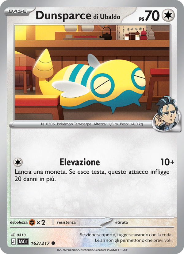 Dunsparce di Ubaldo 163/217 — Ascesa Eroica (Italian Pokémon TCG card)