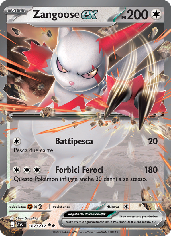 Zangoose-ex 167/217 — Ascesa Eroica (Italian Pokémon TCG card)