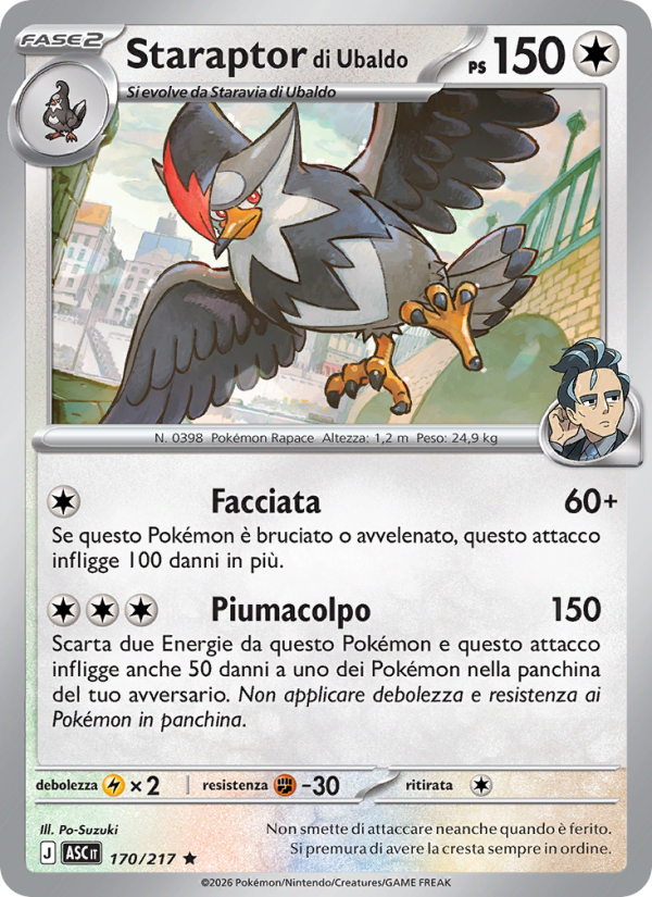 Staraptor di Ubaldo 170/217 — Ascesa Eroica (Italian Pokémon TCG card)