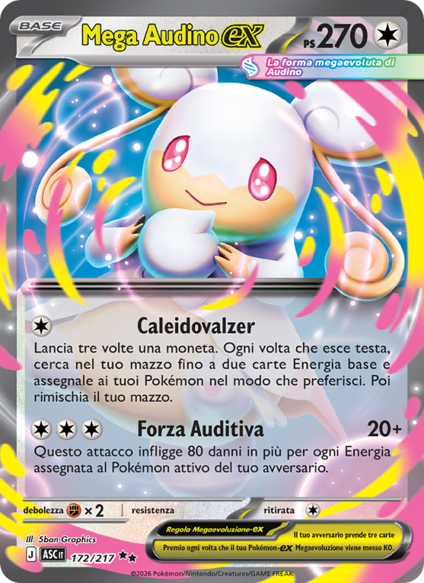 Mega Audino-ex 172/217 — Ascesa Eroica (Italian Pokémon TCG card)