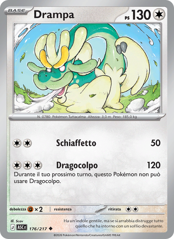 Drampa 176/217 — Ascesa Eroica (Italian Pokémon TCG card)