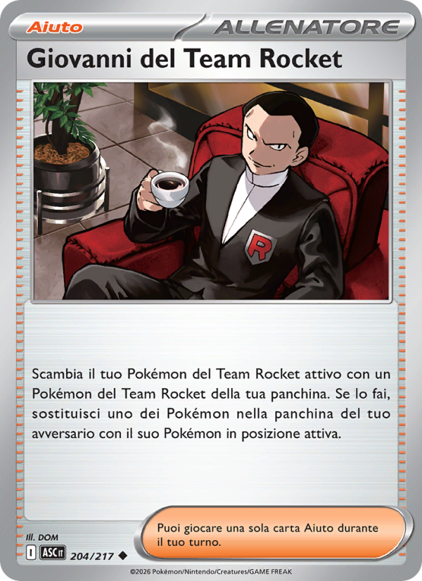 Giovanni del Team Rocket 204/217 — Ascesa Eroica (Italian Pokémon TCG card)