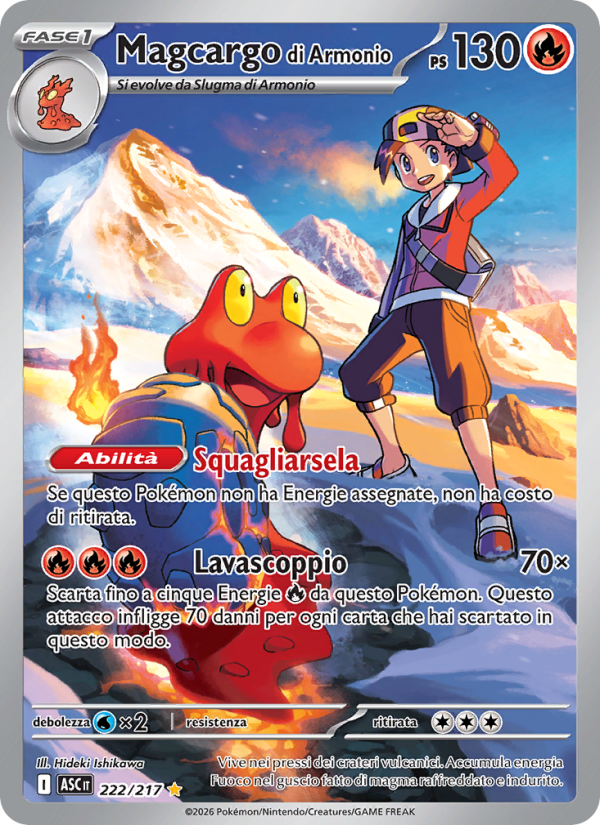 Magcargo di Armonio 222/217 — Ascesa Eroica (Italian Pokémon TCG card)