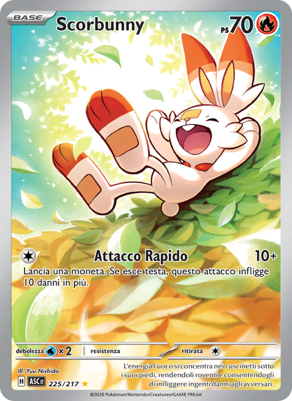 Scorbunny 225/217 — Ascesa Eroica (Italian Pokémon TCG card)