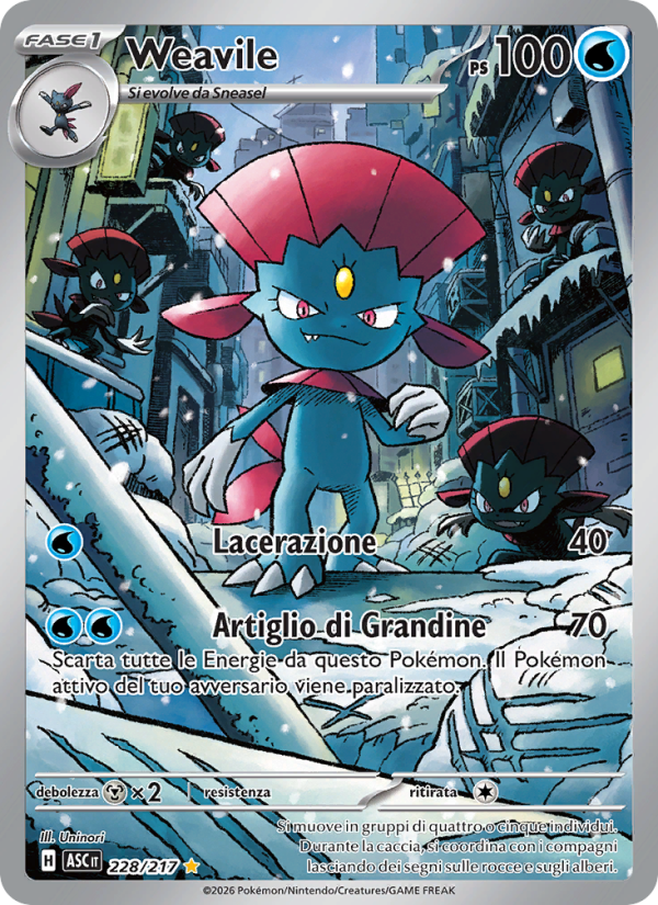 Weavile 228/217 — Ascesa Eroica (Italian Pokémon TCG card)