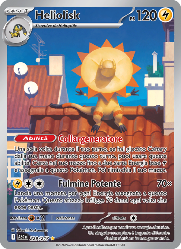 Heliolisk 229/217 — Ascesa Eroica (Italian Pokémon TCG card)