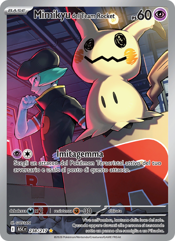 Mimikyu del Team Rocket 238/217 — Ascesa Eroica (Italian Pokémon TCG card)
