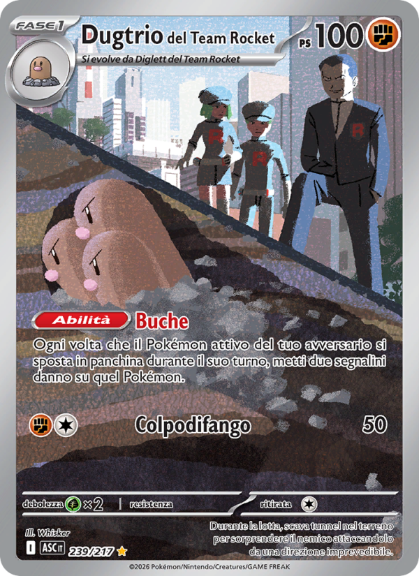 Dugtrio del Team Rocket 239/217 — Ascesa Eroica (Italian Pokémon TCG card)