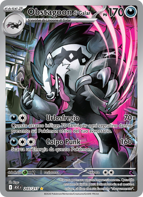 Obstagoon di Galar 245/217 — Ascesa Eroica (Italian Pokémon TCG card)