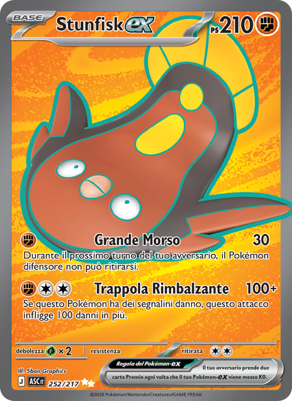 Stunfisk-ex 252/217 — Ascesa Eroica (Italian Pokémon TCG card)