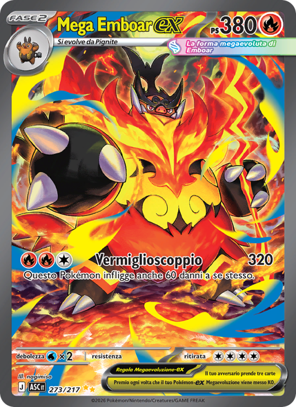 Mega Emboar-ex 273/217 — Ascesa Eroica (Italian Pokémon TCG card)