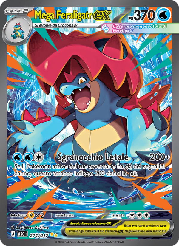 Mega Feraligatr-ex 274/217 — Ascesa Eroica (Italian Pokémon TCG card)
