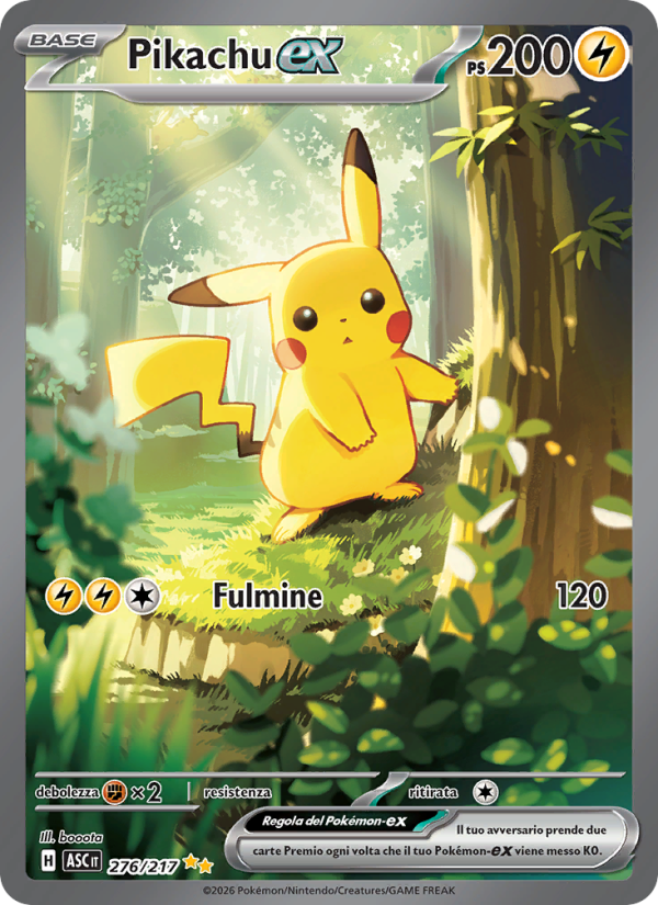 Pikachu-ex 276/217 — Ascesa Eroica (Italian Pokémon TCG card)
