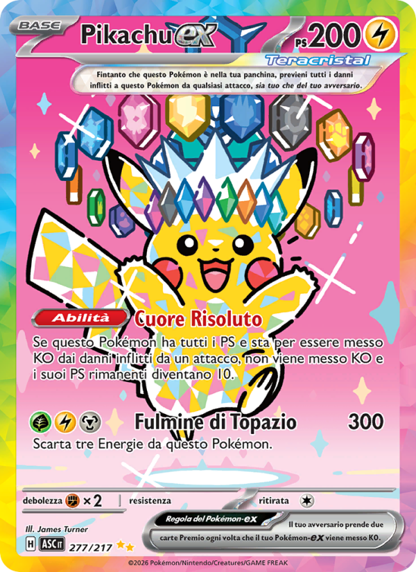 Pikachu-ex 277/217 — Ascesa Eroica (Italian Pokémon TCG card)