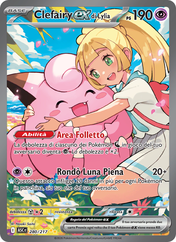 Clefairy-ex di Lylia 280/217 — Ascesa Eroica (Italian Pokémon TCG card)