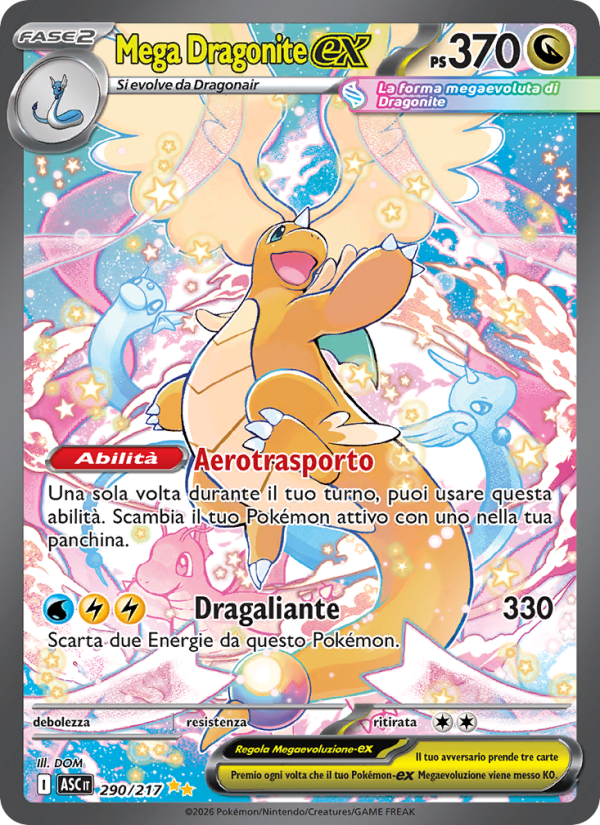 Mega Dragonite-ex 290/217 — Ascesa Eroica (Italian Pokémon TCG card)