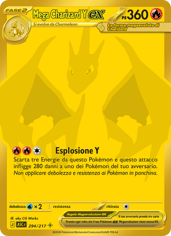 Mega Charizard Y-ex 294/217 — Ascesa Eroica (Italian Pokémon TCG card)