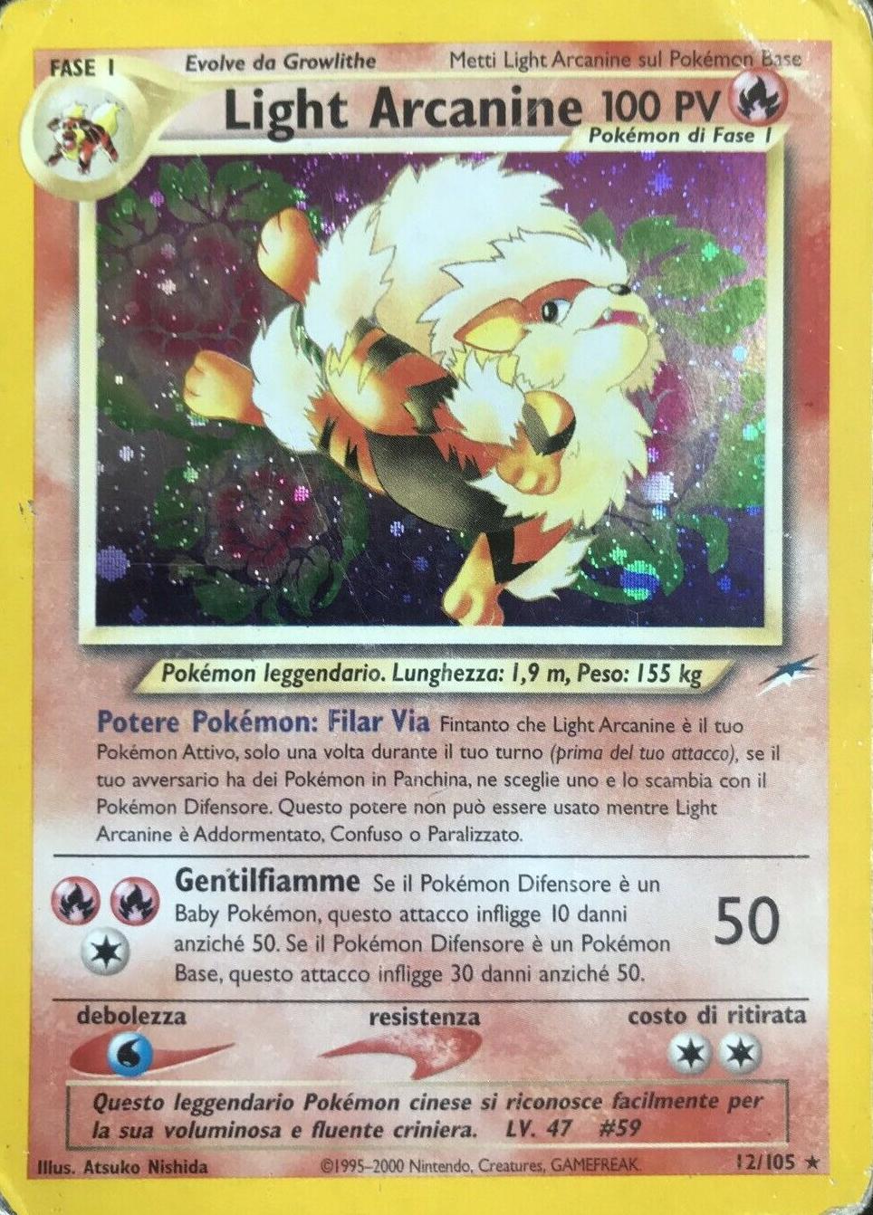 Light Arcanine 012 — Neo Destiny (Italian Pokémon TCG card)