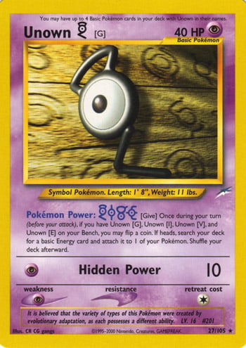 Unown G 027 — Neo Destiny (Italian Pokémon TCG card)