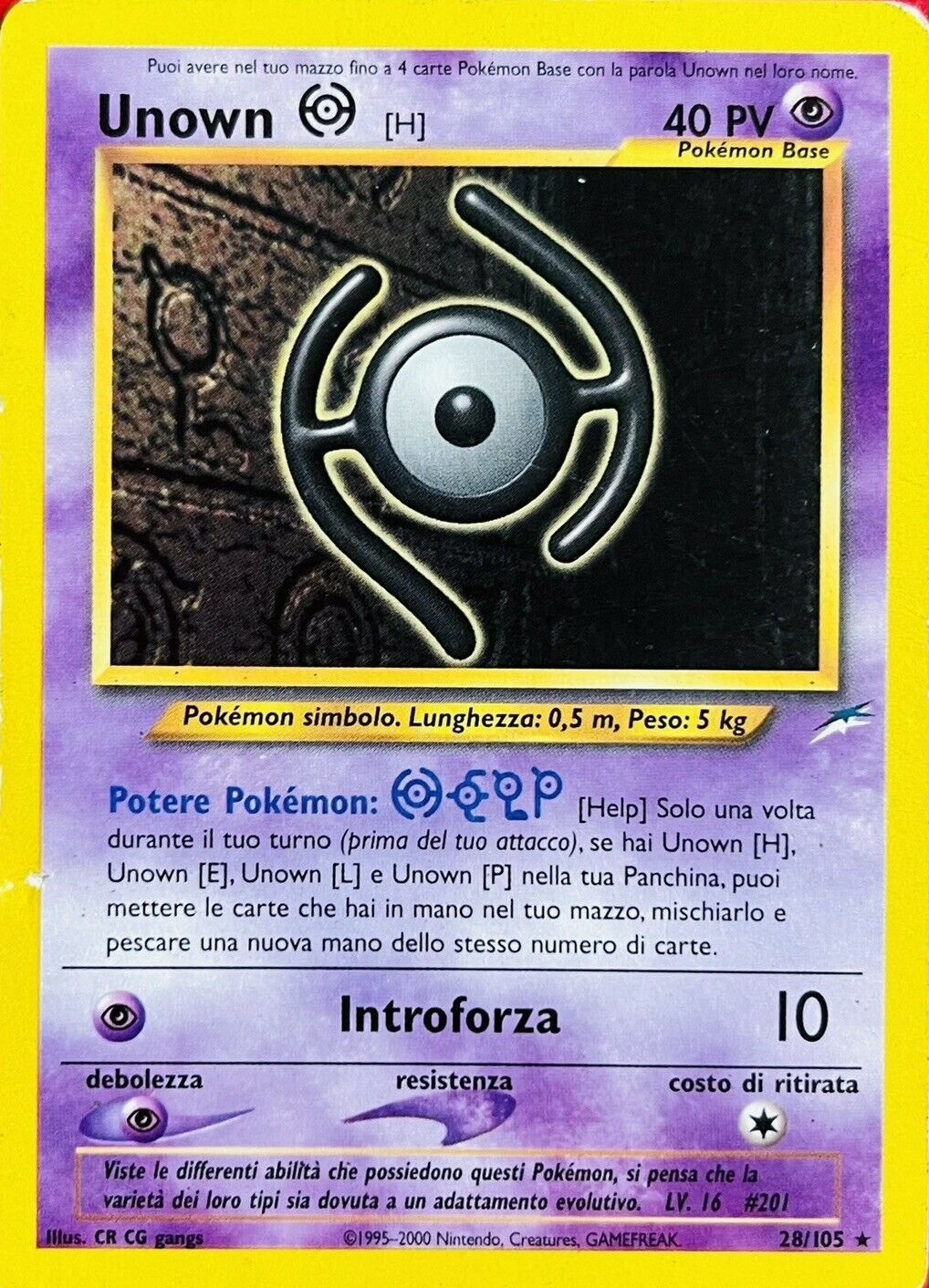 Unown H 028 — Neo Destiny (Italian Pokémon TCG card)
