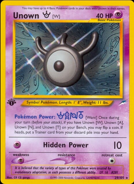 Unown W 029 — Neo Destiny (Italian Pokémon TCG card)