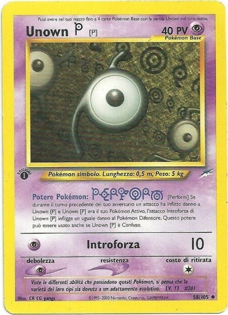 Unown P 058 — Neo Destiny (Italian Pokémon TCG card)