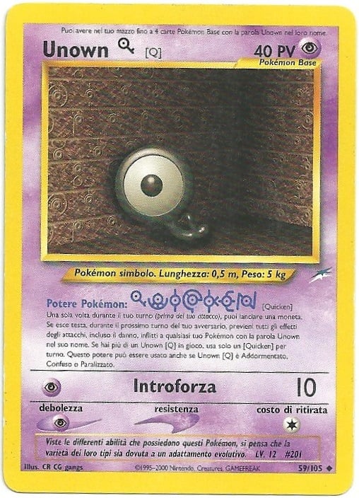 Unown Q 059 — Neo Destiny (Italian Pokémon TCG card)