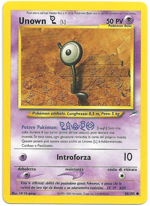 Unown L 086 — Neo Destiny (Italian Pokémon TCG card)