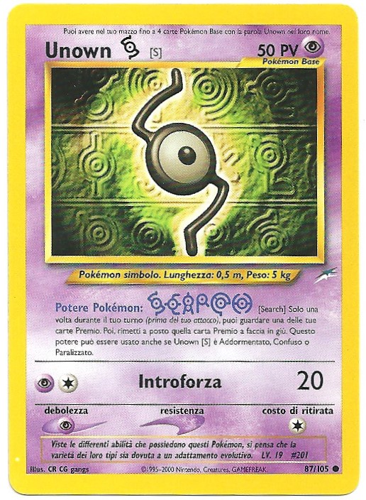 Unown S 087 — Neo Destiny (Italian Pokémon TCG card)