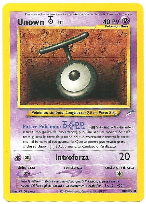 Unown T 088 — Neo Destiny (Italian Pokémon TCG card)