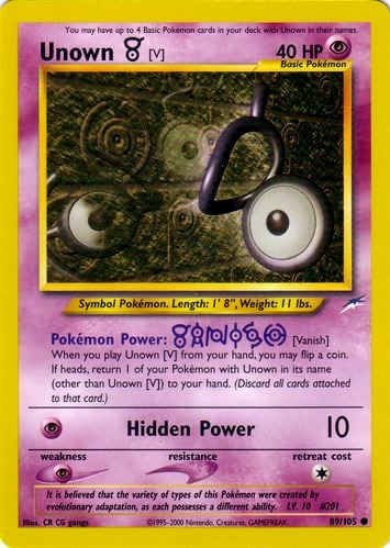 Unown V 089 — Neo Destiny (Italian Pokémon TCG card)