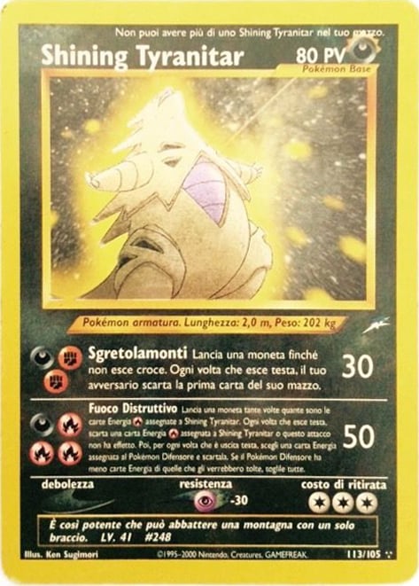 Shining Tyranitar 113 — Neo Destiny (Italian Pokémon TCG card)