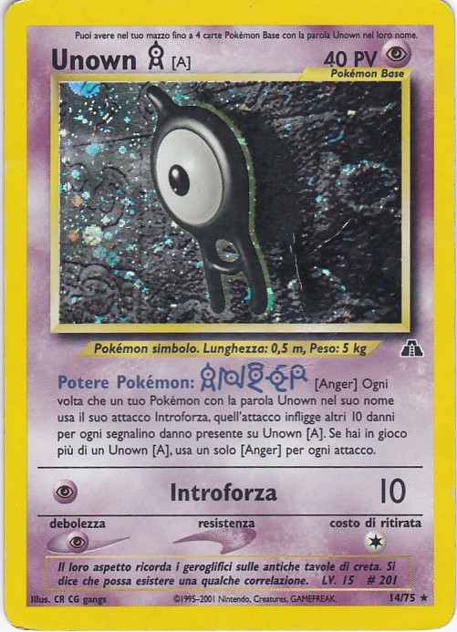 Unown A 014 — Neo Discovery (Italian Pokémon TCG card)