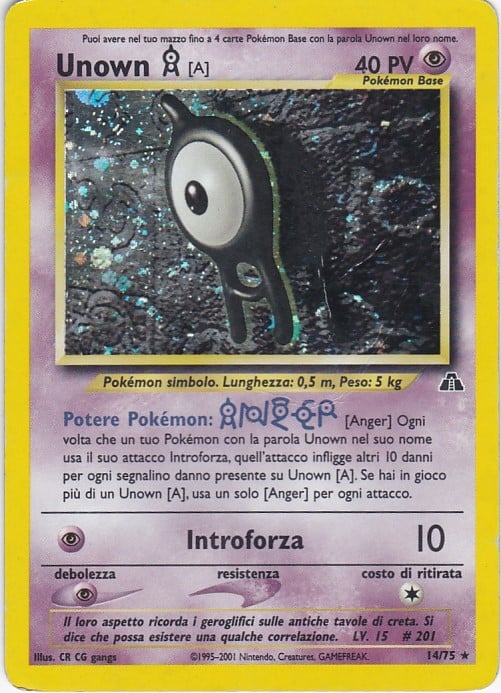 Unown A 033 — Neo Discovery (Italian Pokémon TCG card)