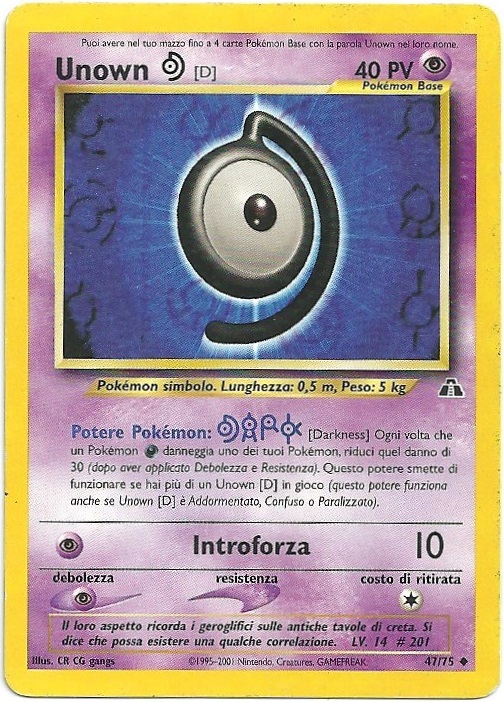 Unown D 047 — Neo Discovery (Italian Pokémon TCG card)