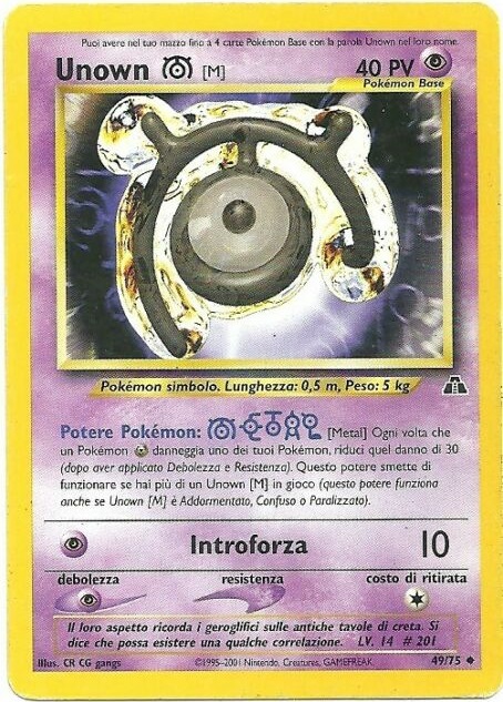 Unown M 049 — Neo Discovery (Italian Pokémon TCG card)