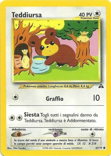 Teddiursa 065 — Neo Discovery (Italian Pokémon TCG card)