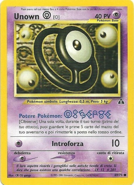 Unown O 069 — Neo Discovery (Italian Pokémon TCG card)