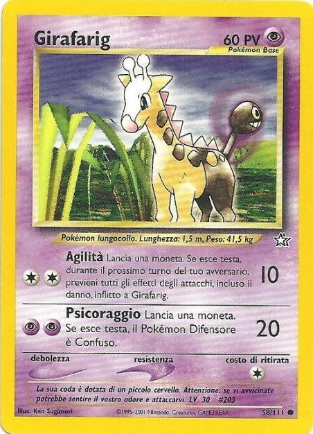 Girafarig 058 — Neo Genesis (Italian Pokémon TCG card)
