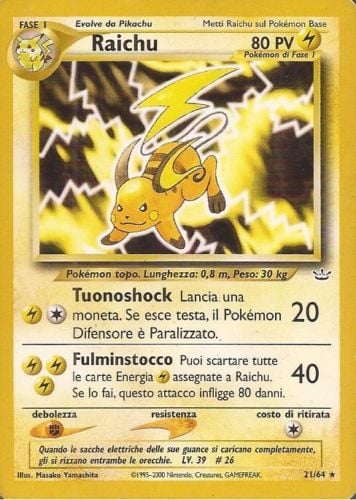 Raichu 021 — Neo Revelation (Italian Pokémon TCG card)