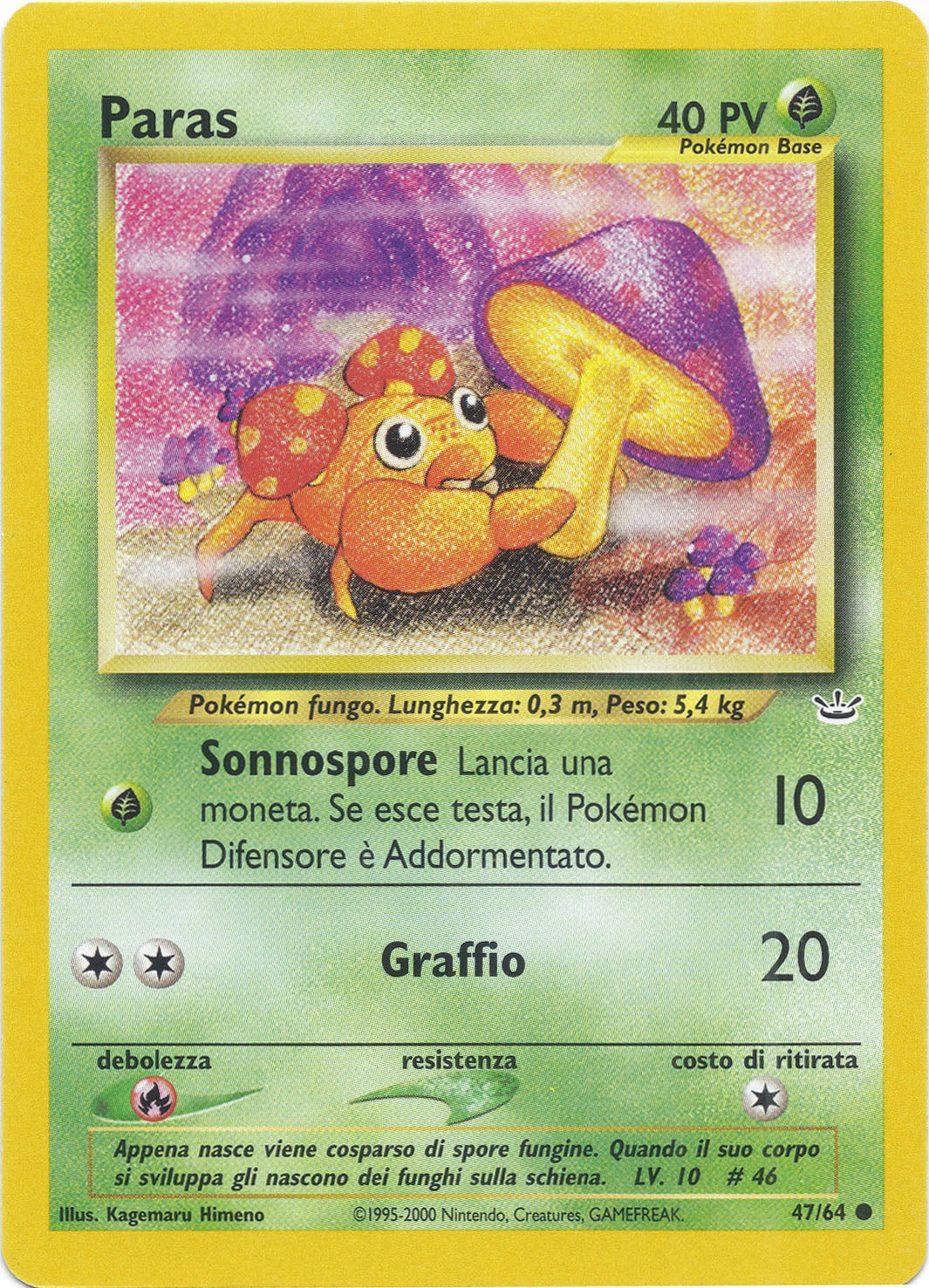 Paras 047 — Neo Revelation (Italian Pokémon TCG card)