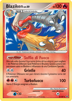 Blaziken 003/133 — Platino (Italian Pokémon TCG card)