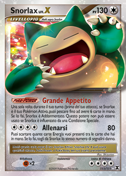 Snorlax LV.X 111/119 — L’Ascesa dei Rivali (Italian Pokémon TCG card)