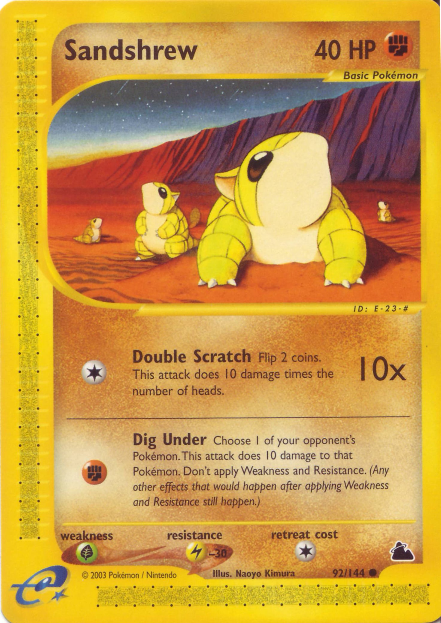 Sandshrew 092 — Skyridge (Italian Pokémon TCG card)