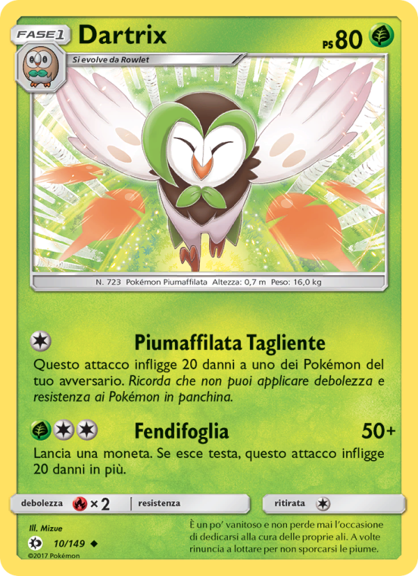 Dartrix 010/163 — Sun & Moon (Italian Pokémon TCG card)