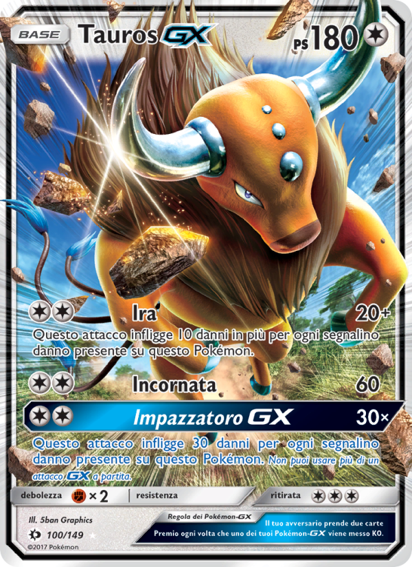 Tauros GX 100/163 — Sun & Moon (Italian Pokémon TCG card)