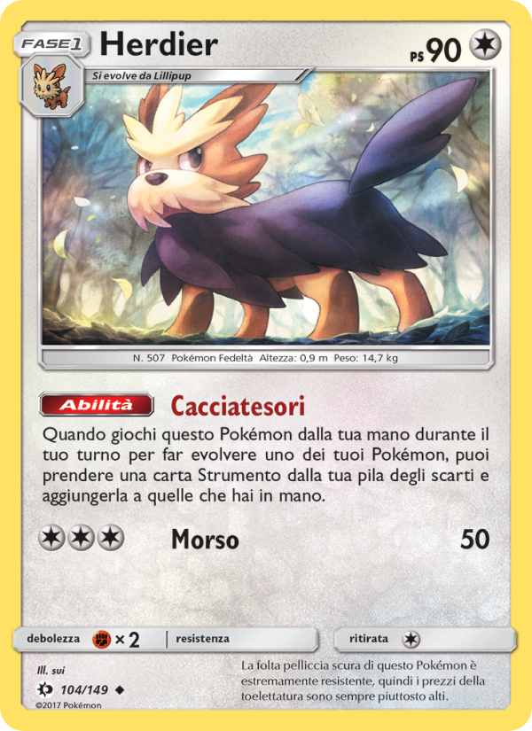 Herdier 104/163 — Sun & Moon (Italian Pokémon TCG card)